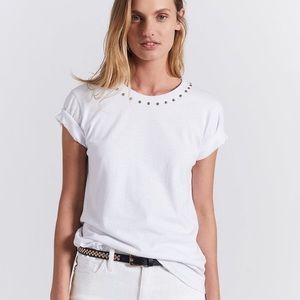 Current/Elliot Summer Studded White Tee T Shirt